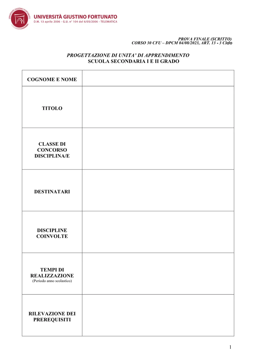 Anteprima Format UDA — Giustino Fortunato